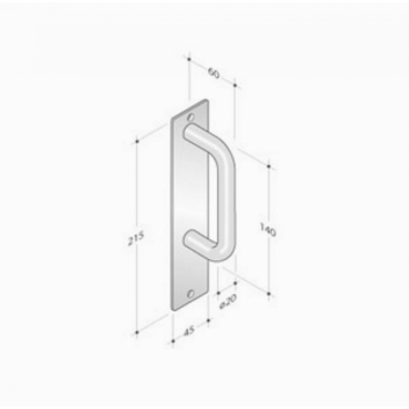 Maniglia Fissa su Placca Rettangolare pba 2211 in Acciaio Inox AISI 316L