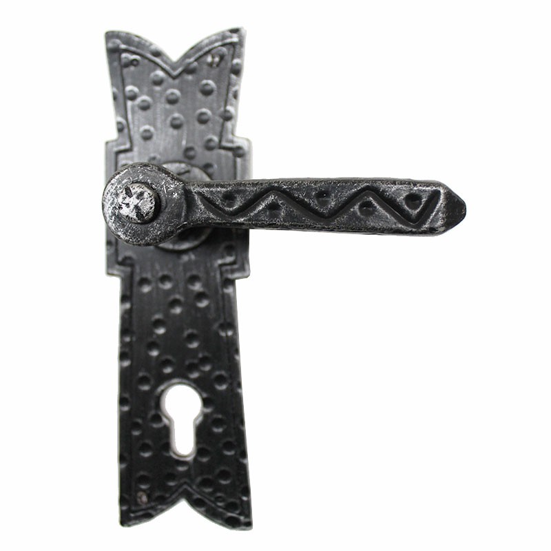 Maniglia Medievale in Ferro Battuto per Porte su Placca 2004 Lorenz Ferart