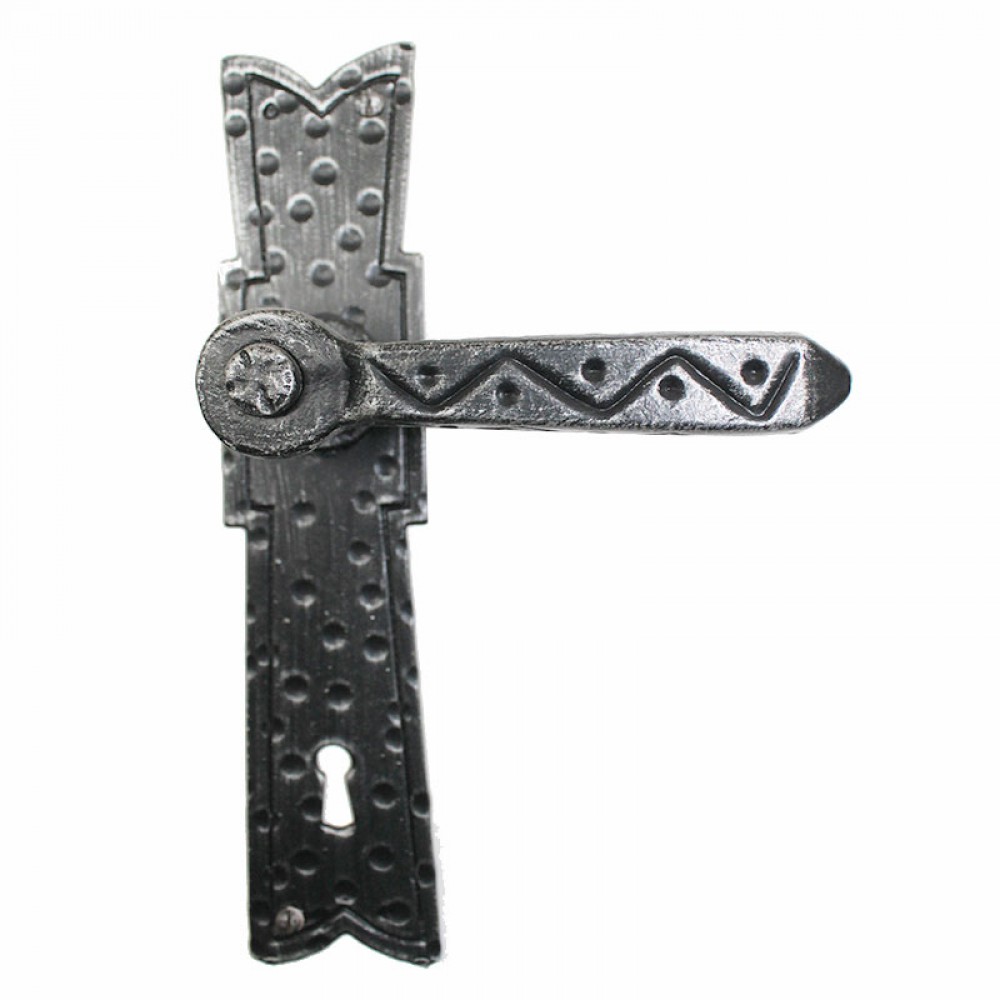 Maniglia Medievale Stretta Ferro Battuto per Porte su Placca 2005 Lorenz Ferart