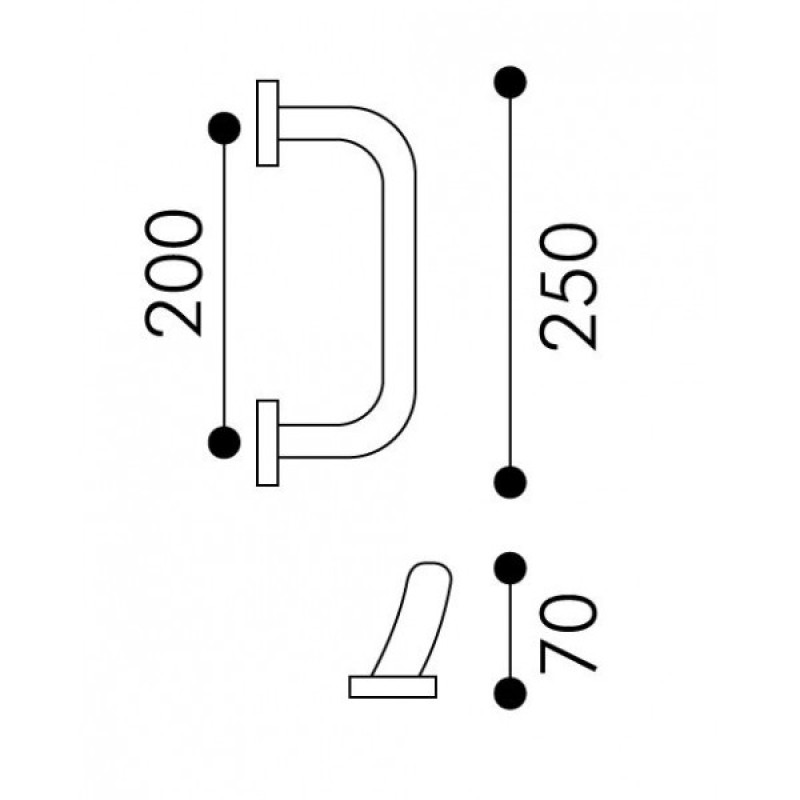 Maniglione Curvo per Porta Arieni 770/E Aba 250 mm ø 45 mm
