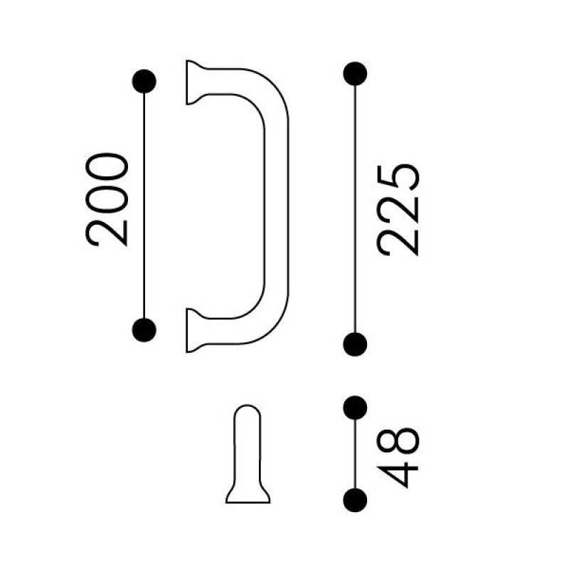 Maniglione Diritto per Porta Arieni Sliding 970 Senza Rosette 225 mm