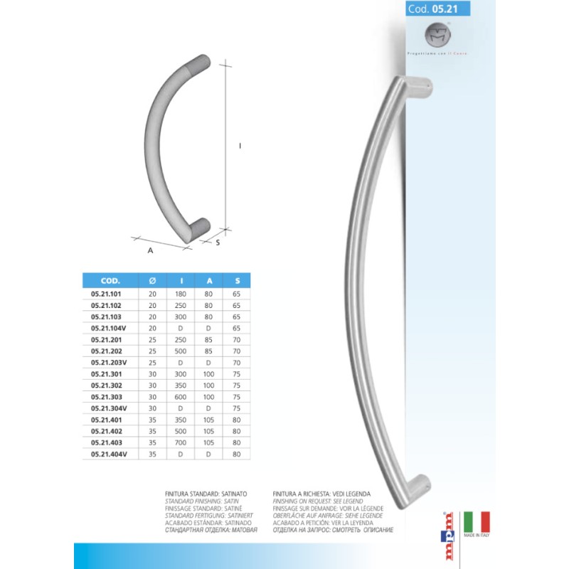 Maniglione Economico Acciaio Inox di Forma Curva MPM 05.21