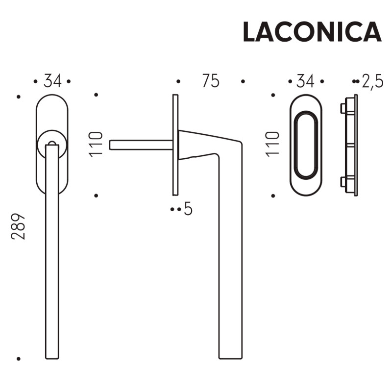 Maniglione per Alzante Scorrevole Colombo Design AM313/0 con Placca