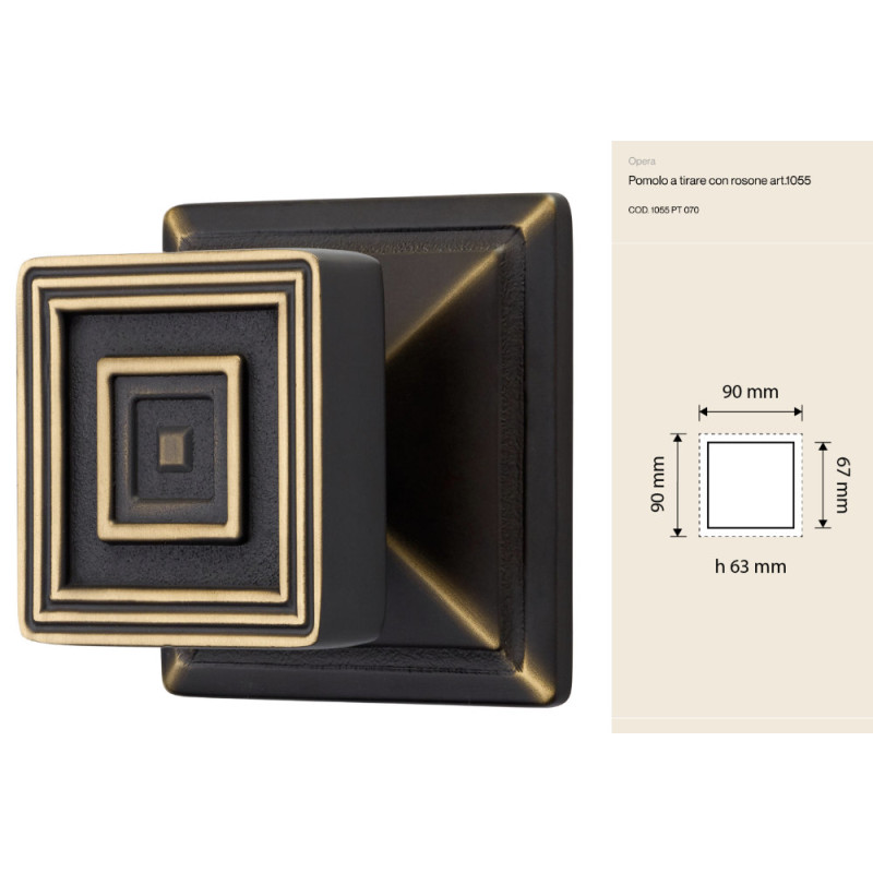 Opera Linea Calì Pomolo a Tirare con Rosone Vintage Neoclassico