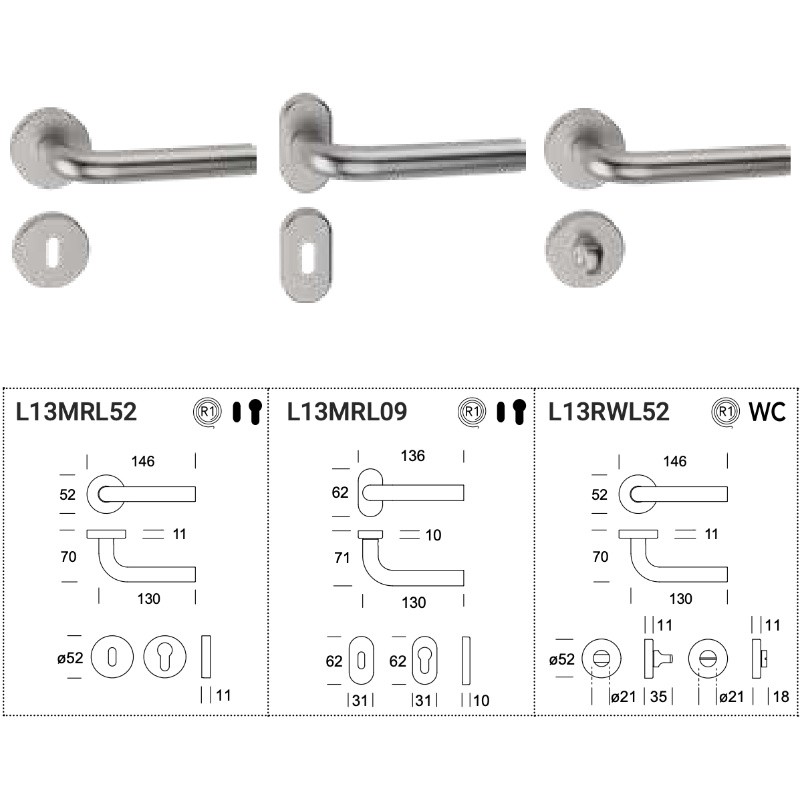 Oslo Reguitti Inox Maniglia Porta con Rosetta Tonda
