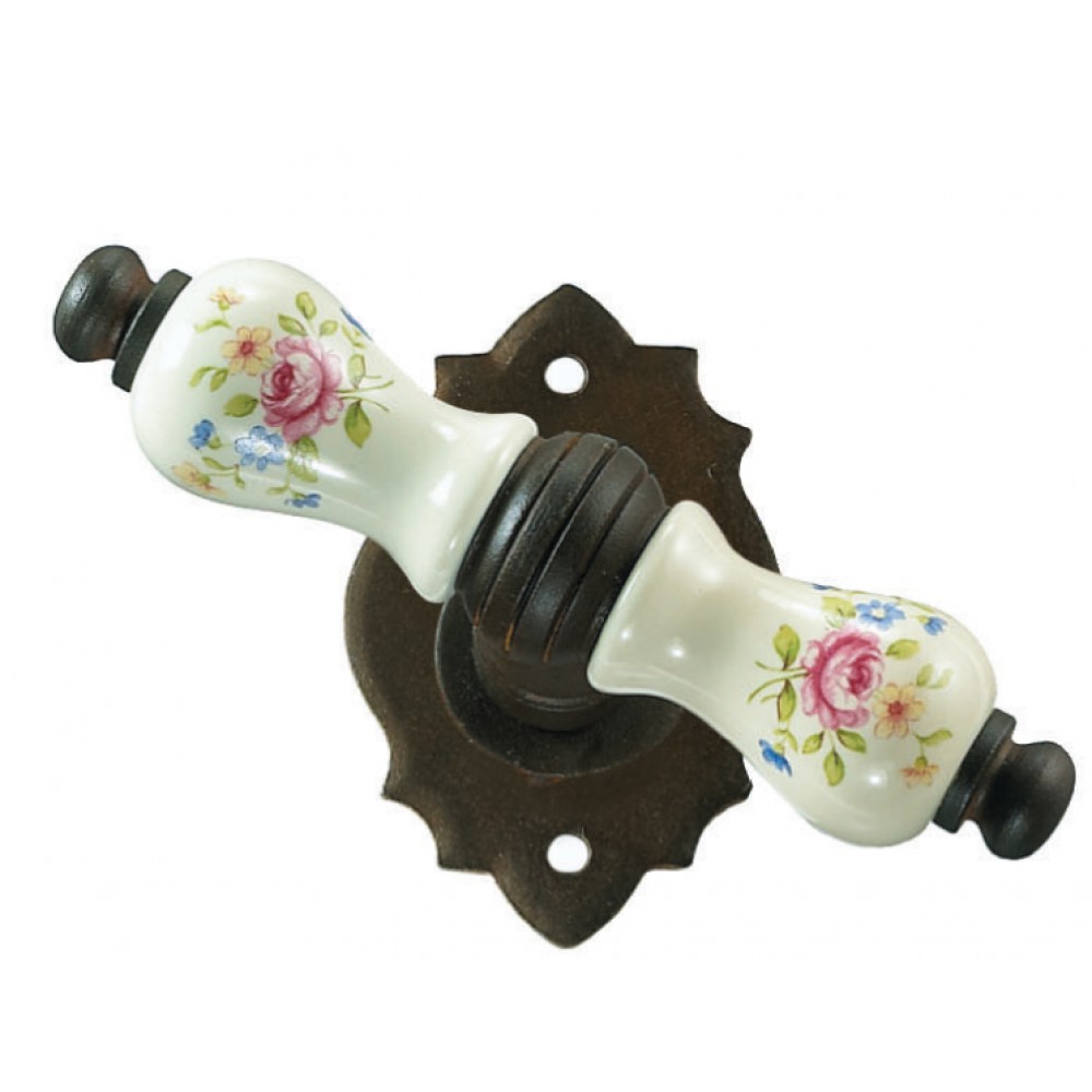 Parigi Galbusera Maniglia Martellina con Rosetta in Porcellana e Ferro