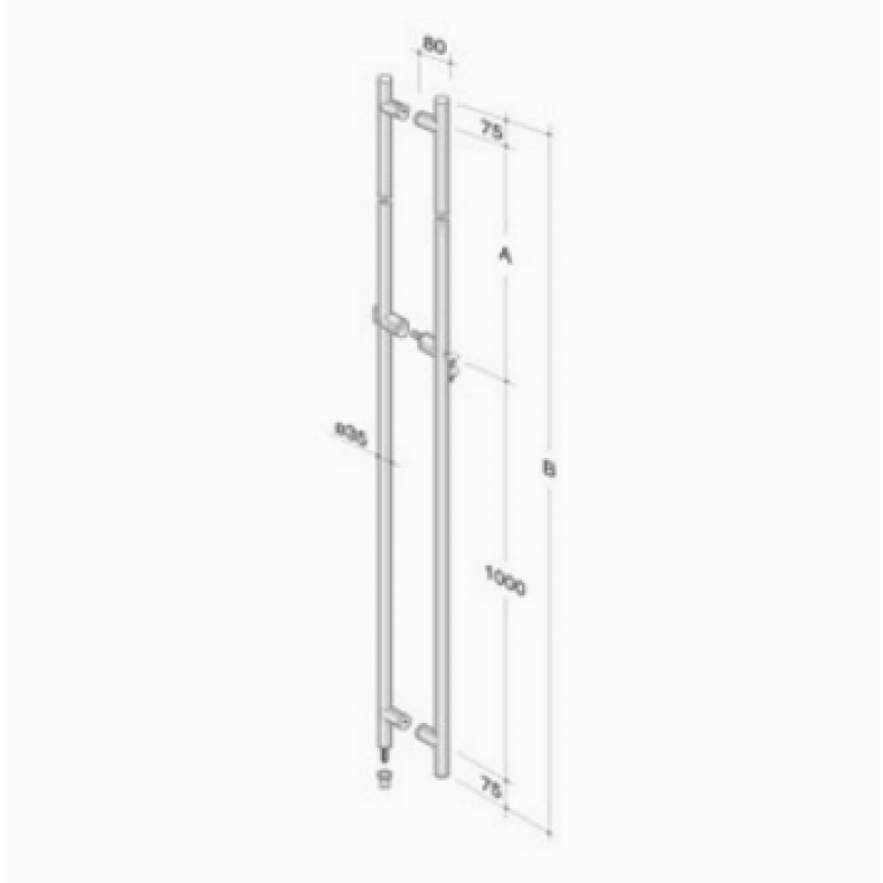 pba 200C-Y Maniglione in Acciaio Inox AISI 316L con Serratura Incorporata