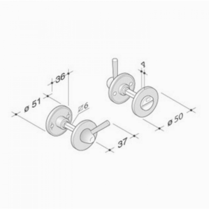 pba 2032 Coppia di Chiusini WC in Acciaio Inox AISI 316L