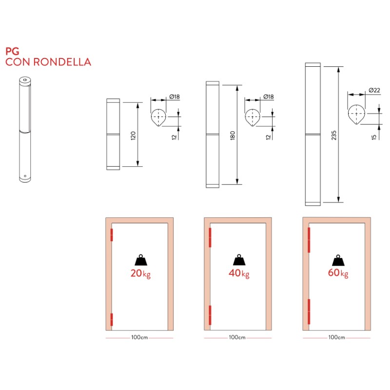 Perno a Goccia con Rondella Justor PG 120 180 240