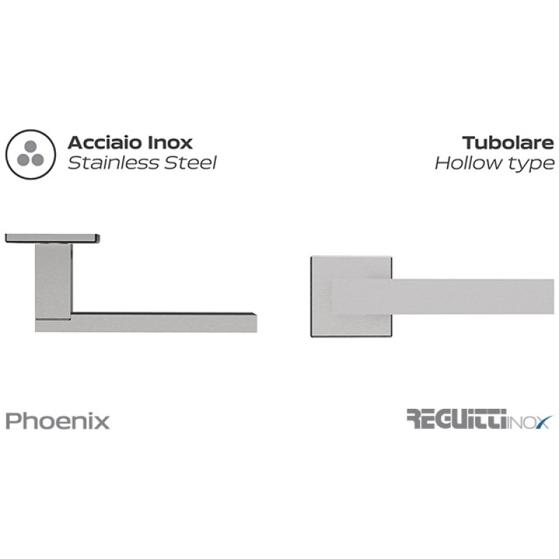 Phoenix Reguitti Inox Maniglia Porta con Rosetta Quadrata Slim