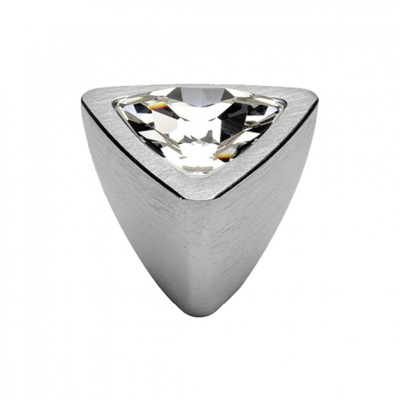 Pomolo Mobile Linea Calì Crystal COMETA PB CS con Swarowski Cromo Satinato