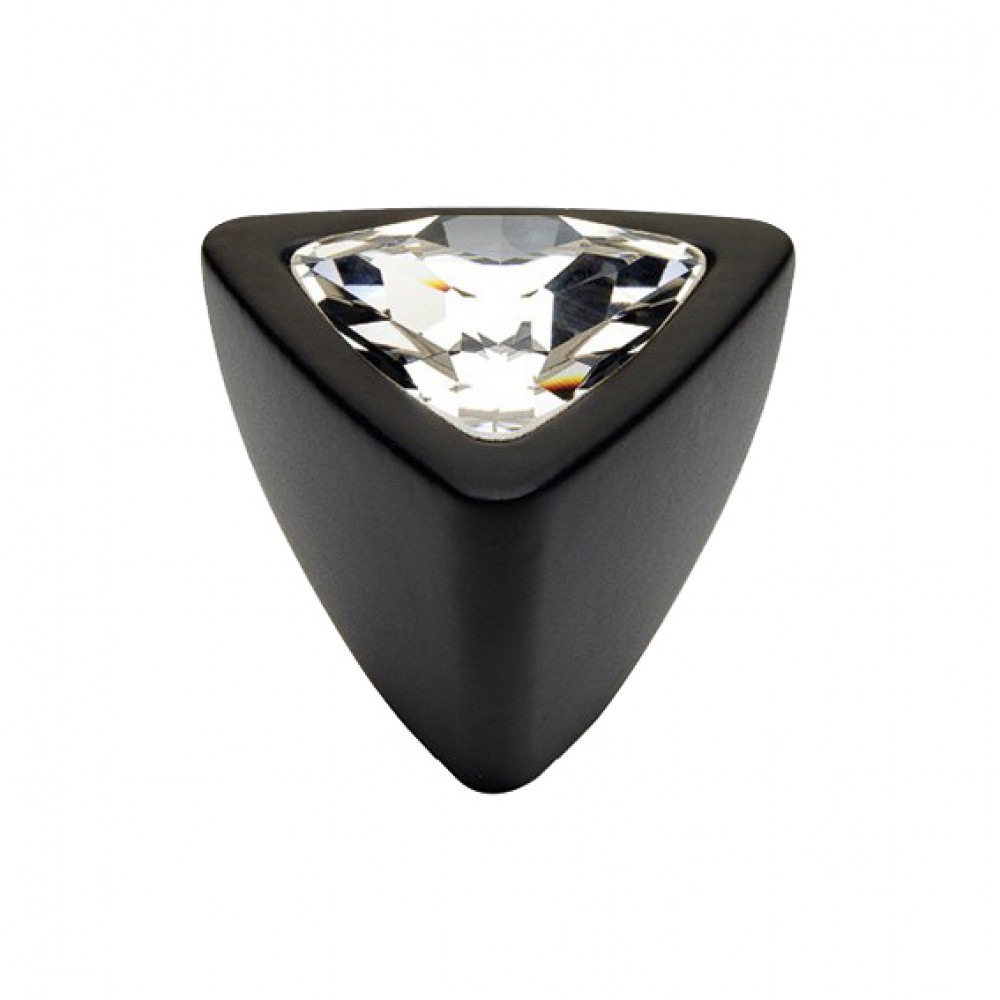 Pomolo Mobile Linea Calì Crystal COMETA PB VE con Swarowski Nero Opaco