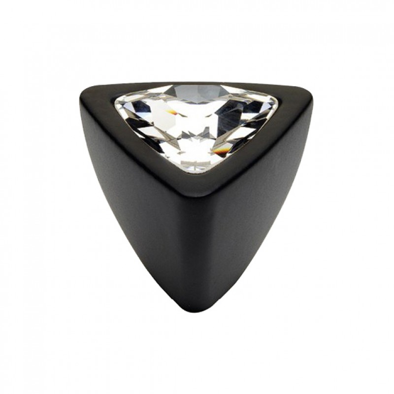 Pomolo Mobile Linea Calì Crystal COMETA PB VE con Swarowski Nero Opaco