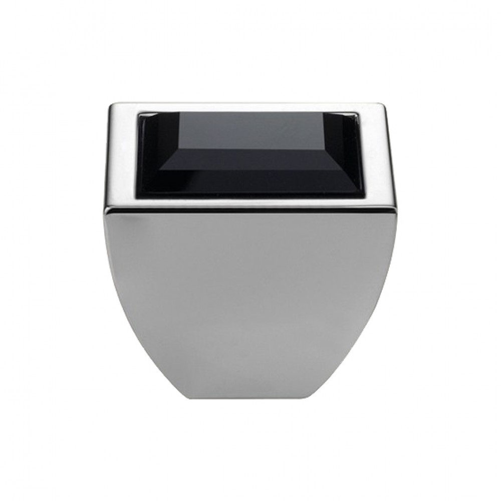 Pomolo Mobile Linea Calì Crystal Elios Crystal Swarowski® Jet Nero Cromo Lucido