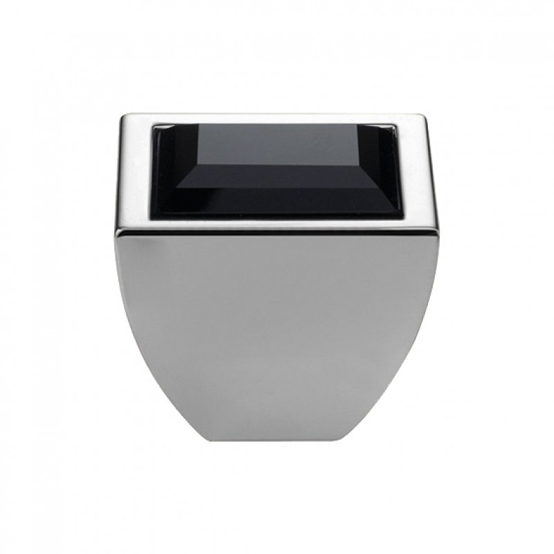 Pomolo Mobile Linea Calì Crystal Elios Crystal Swarowski® Jet Nero Cromo Lucido