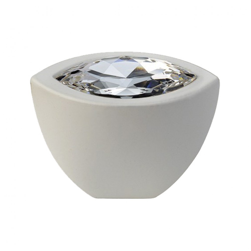 Pomolo Mobile Linea Calì Crystal Elipse Crystal con Swarowski® Bianco Opaco