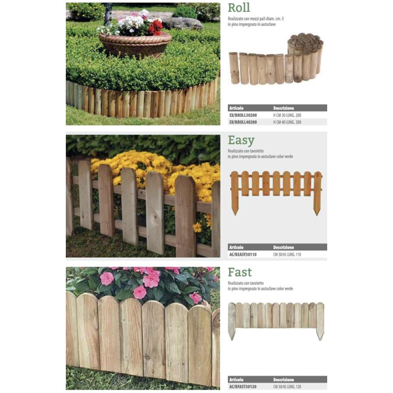 Recinzione in Legno per Giardino Losa Bordure Varie Forme