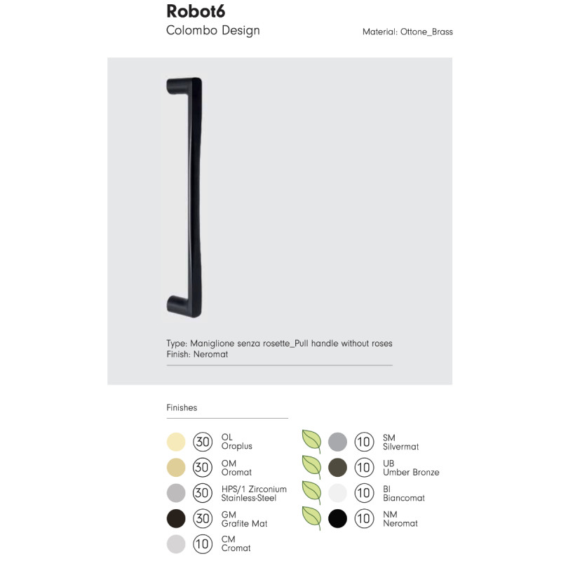 Robot6 Colombo Design Maniglione per Porta in Ottone Senza Rosette