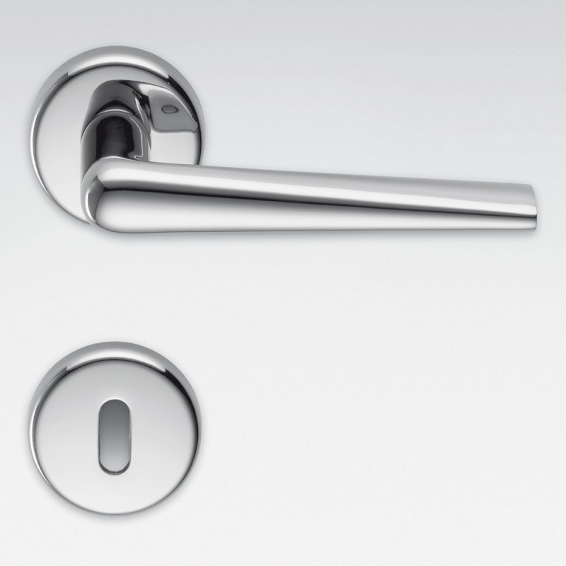 Robotre Cromo Lucido Maniglia per Porta su Rosetta Sottile e Affilata by Colombo Design