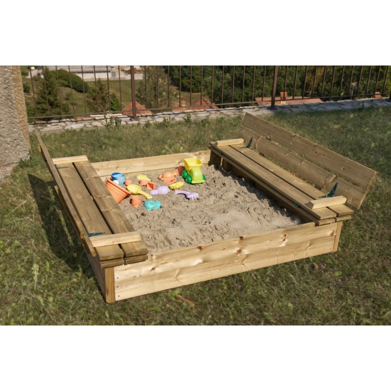 Sabbiera per Bambini in Legno di Pino 112x112 cm
