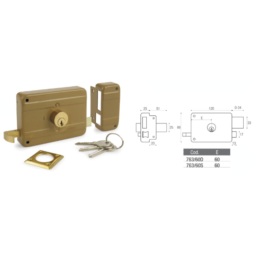 Serratura Yale Ferroglietto Meccanica - Per Porte Legno, Entrata 50mm, Acciaio Verniciato, Include Cilindro E Chiavi - Foto 6