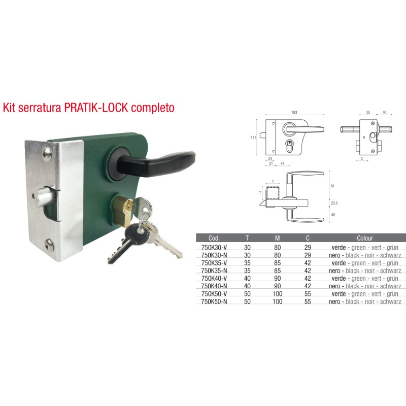 Serratura per Cancello Pratik-Lock Kit Manuale Completo