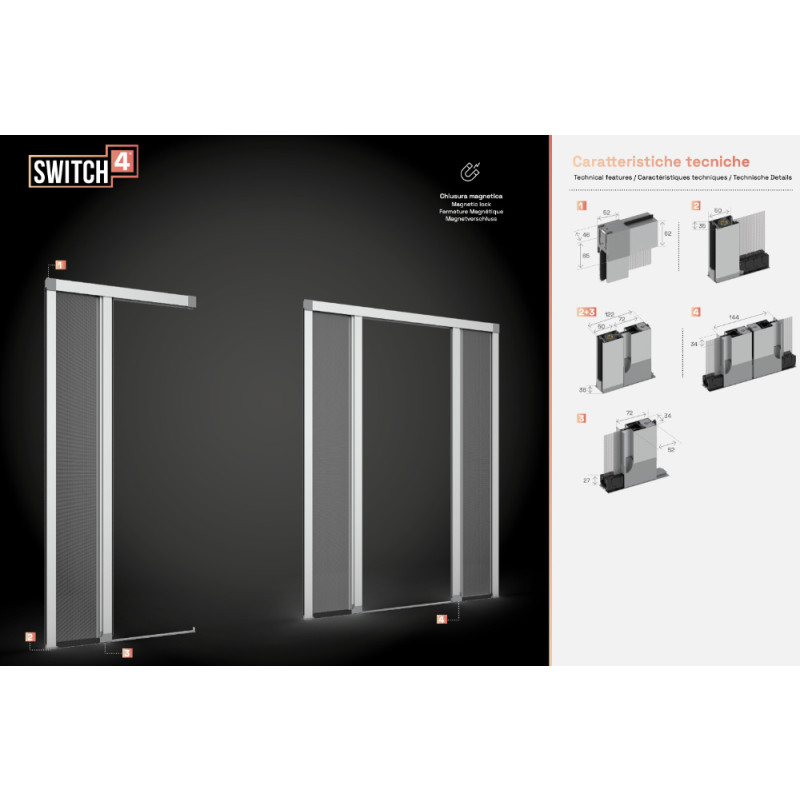 Switch4 PRIMED Zanzariera Avvolgente Laterale per Porta