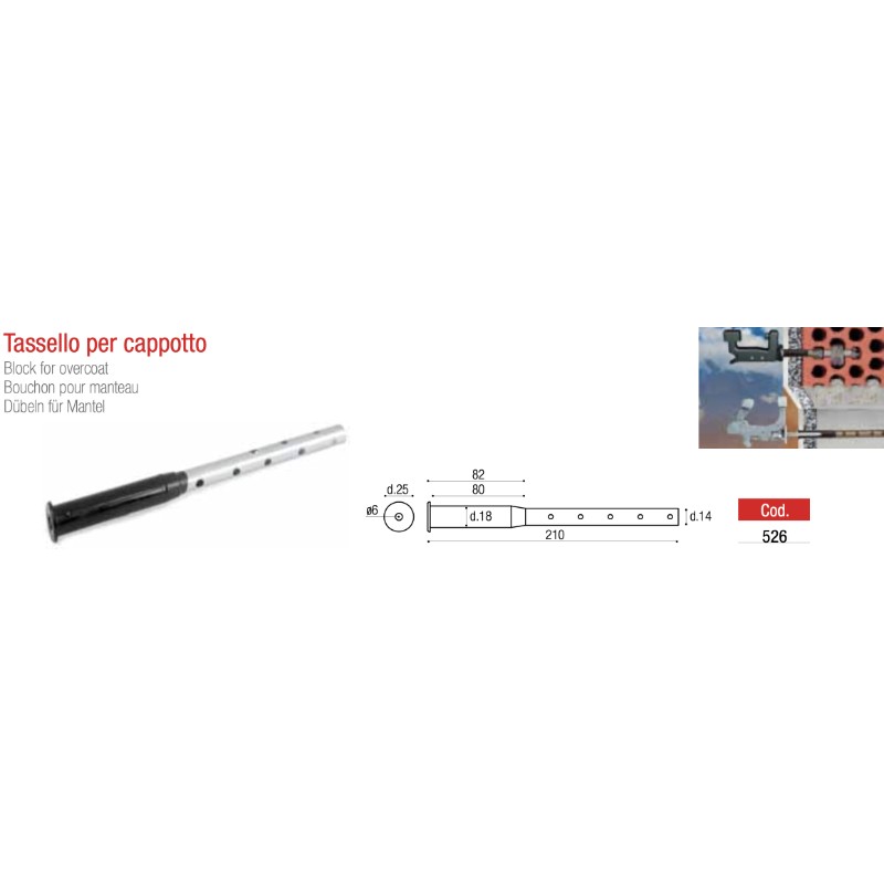 Tassello per Cappotto Adem 526 per Viti Ø6mm Fissaggio Sicuro e Duraturo