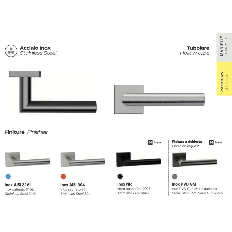 Toledo Reguitti Inox Maniglia Porta con Rosetta Quadra
