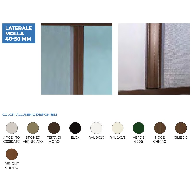Zanzariera Laterale con Molla Cassonetto 40 mm Fatta su Misura in Italia
