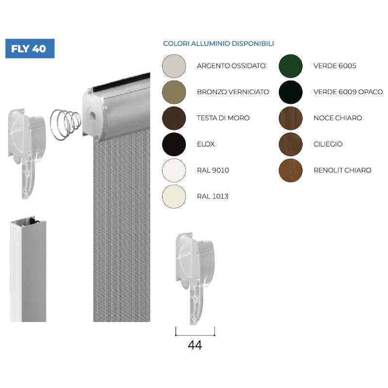 Zanzariera Regolabile Verticale con Cuffie FLY 40 Cassonetto 40 mm