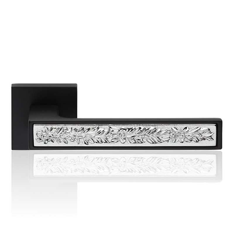 Zen Fusion Nero Opaco Maniglia per Porta su Rosetta con Sistema Montaggio Ultrarapido Click-Clack Linea Calì Design